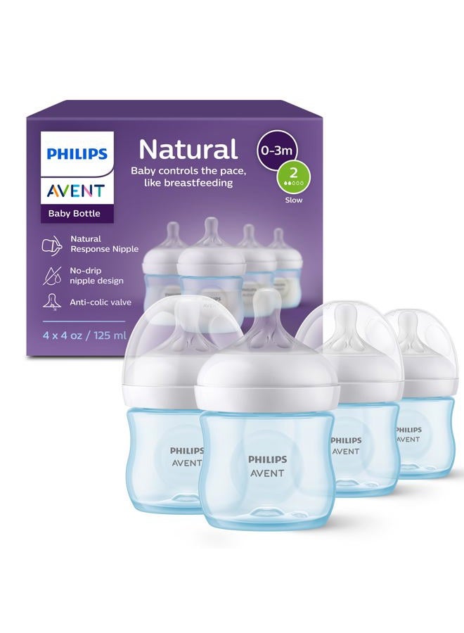 Avent Philips AVENT Natural Baby Bottle with Natural Response, Blue, 4oz, 4pk, SCY900/24