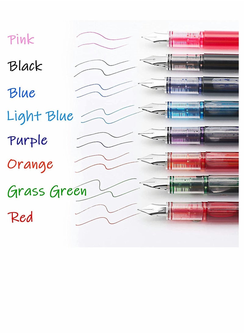 SYOSI Disposable Fountain Pens 12 Pcs 8 Color Quick Drying Ink Pen Smooth Writing Multicolor Art Supplies for Sketching Journaling Calligraphy and Doodling (Mixed Colors)  - Image 3