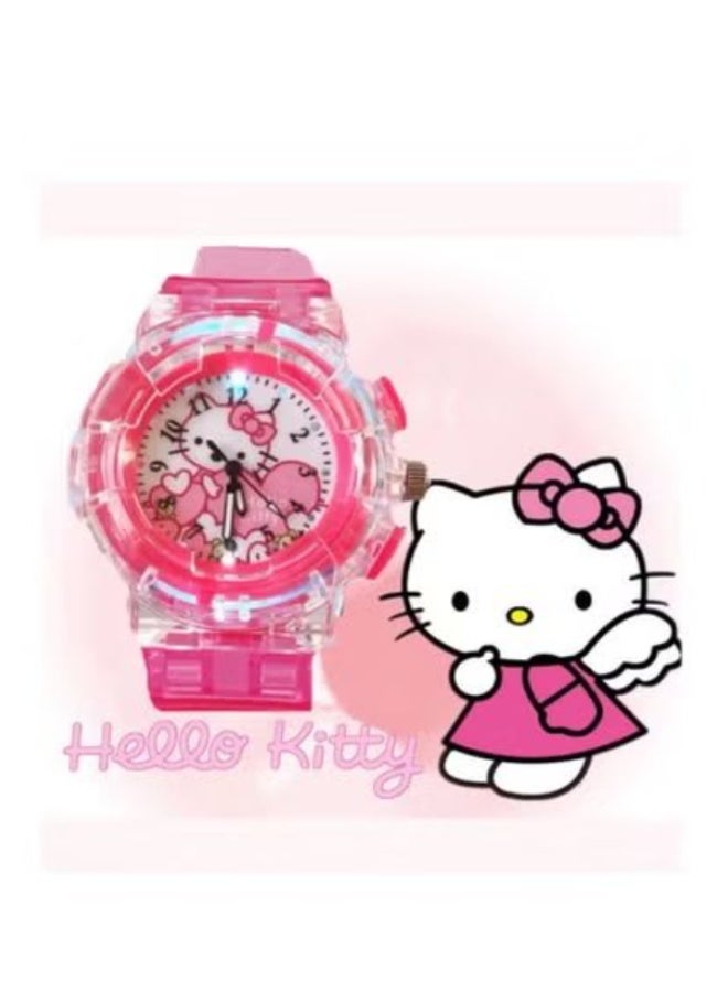 Hello Kitty Pink Light-Up Children’s Watch with Heart Accents