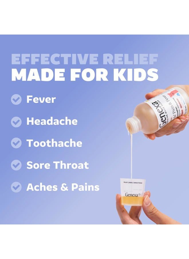 Genexa Children's Clean Acetaminophen | Pediatrician Preferred Ingredients | Pain & Fever Reducer for Kids | Dye Free, 0% Artificial Additives | Ages 2-11, Delicious Organic Blueberry Liquid, 4 fl oz - Image 4