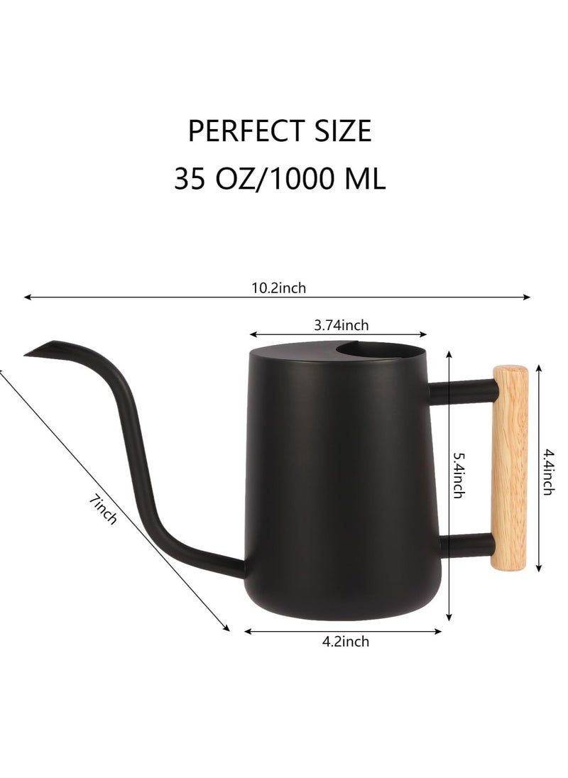 Captaintech Stainless Steel Watering Can with Long Spout, 35oz Indoor Watering Pot for House Plants, Bonsai, and Outdoor Garden Flowers - Elegant Black Design  - Image 5