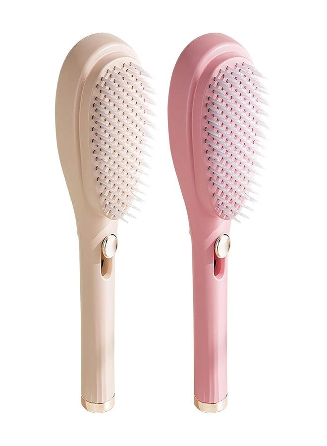 eHomeA2Z Retractable Hair Brush with Self-Cleaning Bristles - Ergonomic Handle, Anti-Static, Telescopic Design for All Hair Types and Wigs, One-Click Cleaning Hair Comb for Women and Men (Pink) - Image 2
