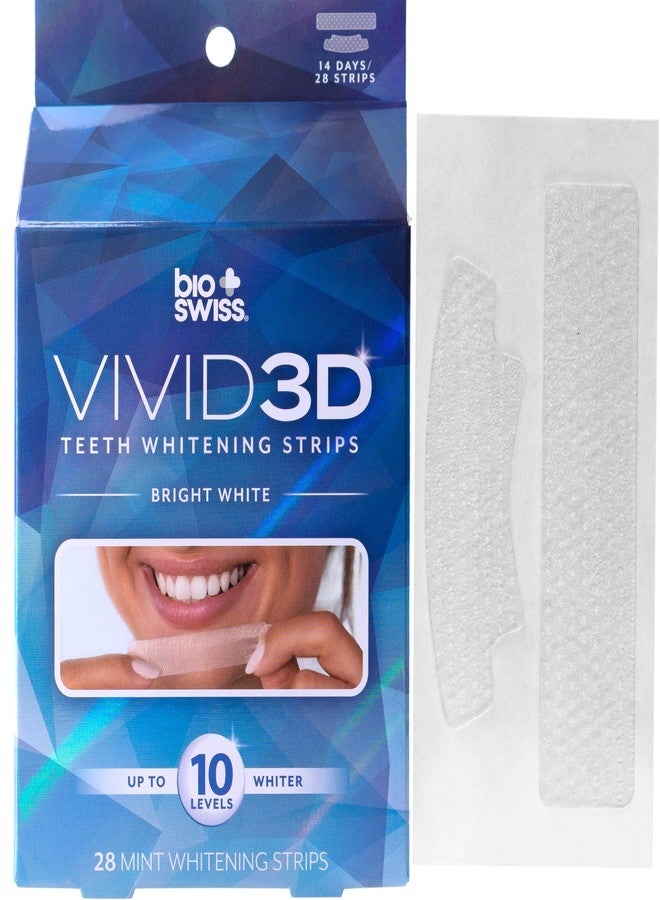 BioSwiss Teeth Whitening Strips, Vivid 3D Ultra White Mint Tooth Whitener Strip Set, Pack of 28, Blue Box - Image 1