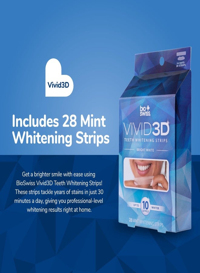 BioSwiss Teeth Whitening Strips, Vivid 3D Ultra White Mint Tooth Whitener Strip Set, Pack of 28, Blue Box - Image 2