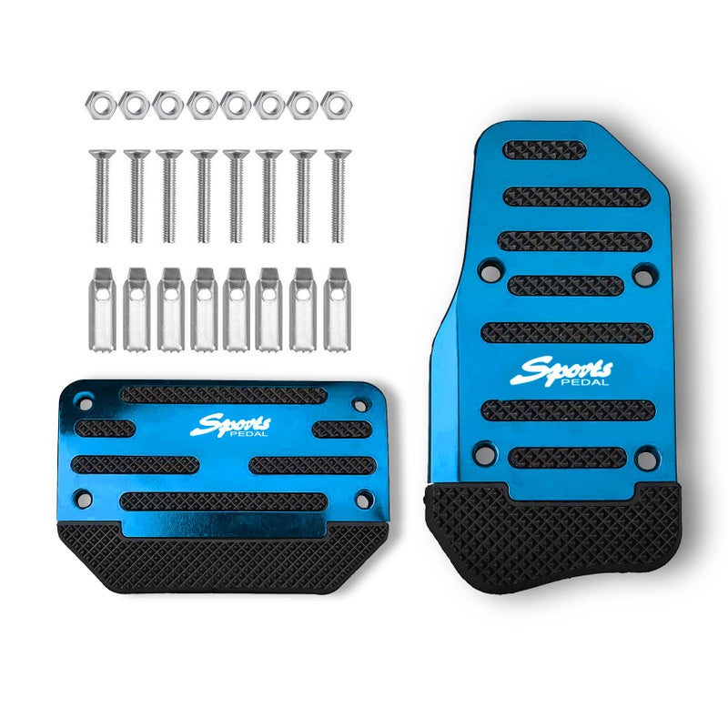 deemars 2PCS Nonslip Car Pedal Pads, Manual/Automatic Gearbox Gas Pedal Brake Pedal Cover, Car Non-Slip Aluminum Alloy Pedal Pads, Auto Universal Replacement Accessories for Car, SUV, ATV (Blue)
