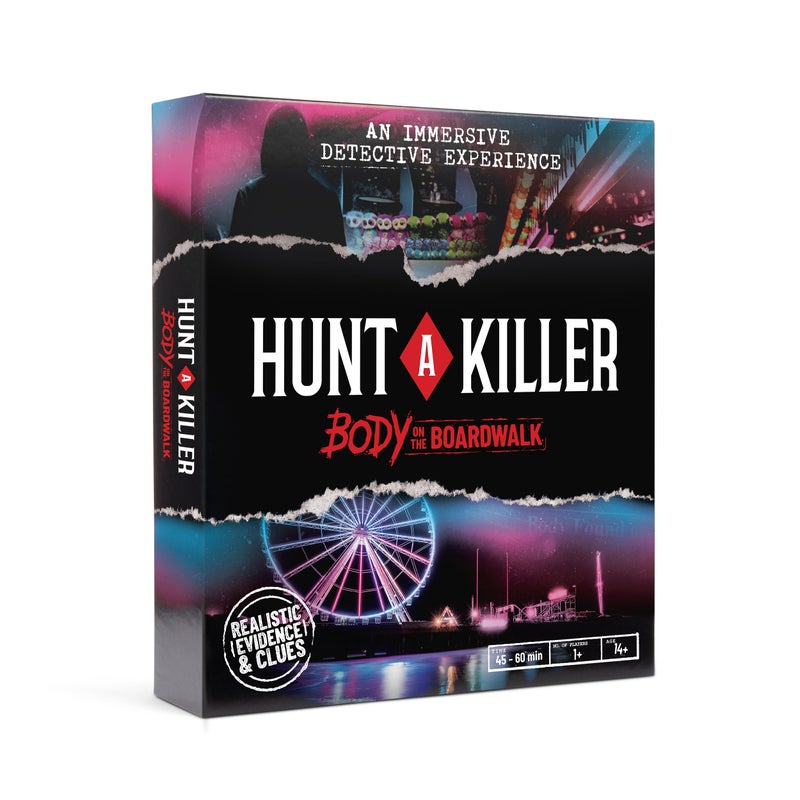 Hunt A Killer: Body On The Boardwalk, Catch the Amusement Park Killer, Interactive Unsolved Mysteries Game, Mystery Box for Game Night, Murder Mysteries Card, Puzzle & Board Games, For Ages 14 and up - Image 1