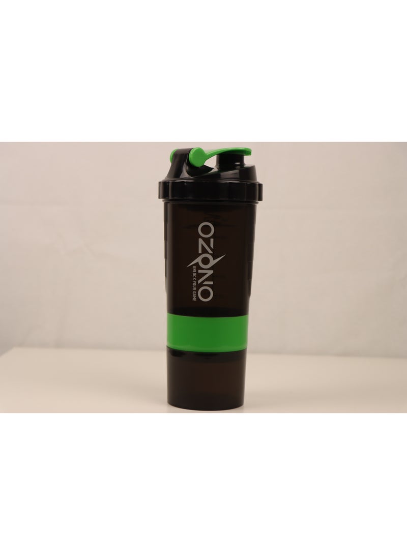 Ozono 3-layer, Protein shaker bottle, 500ML, Black and Green - Image 2