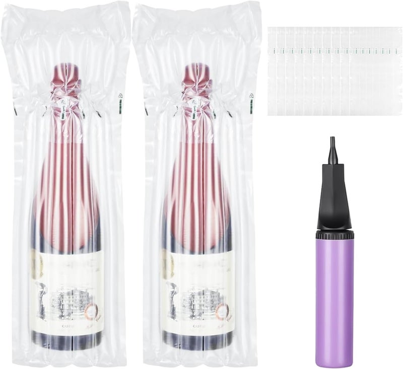 Kivsty Wine Bags Bottle Protector for Travel - 10 Packs, Inflatable Air Column Bubble Cushion Wrap Wine Bottles Packaging Sleeve for Shipping Airplane Suitcase - 13 x 3.5 Inch - Image 1