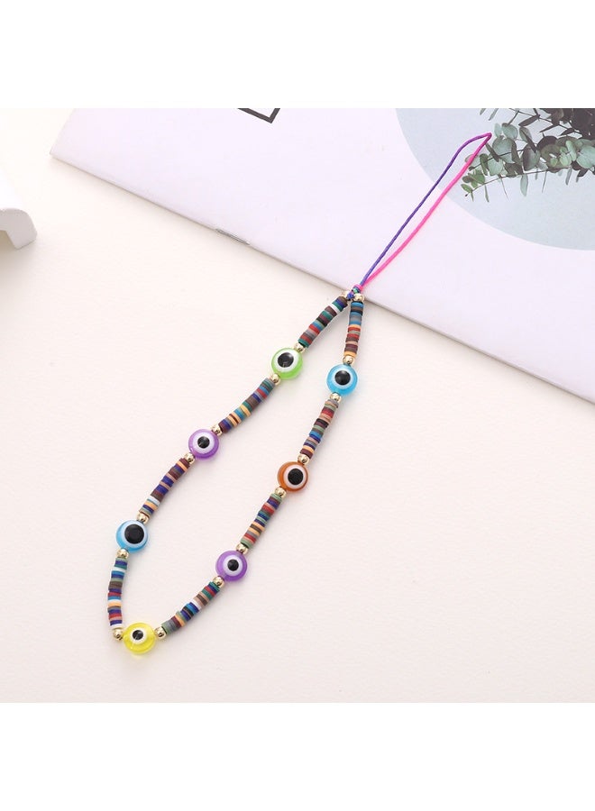 NIBEMINENT Beaded Phone Lanyard, Anti Lost Removable Wrist Strap, Devil's Eye Beads Bracelet Pendant, Phone Keychain Lanyard - Image 1