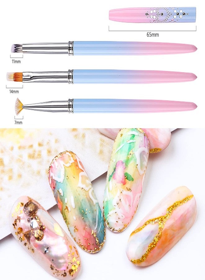 SILPECWEE فرشاة أظافر أومبري من SILPECWEE 3 قطع فرش أكريليك لفن الأظافر فرش تدرج الألوان قلم طلاء الأظافر فرشاة أومبري لأظافر الجل فرشاة تصميم المانيكير أدوات فن الأظافر - Image 2