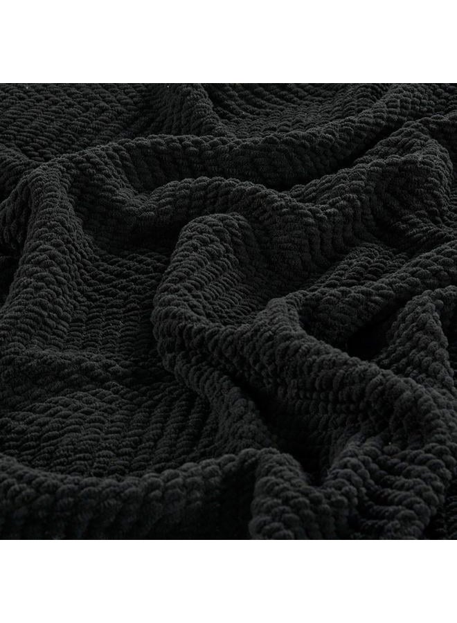 Home Soft Things Black Throw Blanket Knitted Tweed Throw 60'' x 80'', Raven, Super Soft Cozy Warm Comfortable Breathable Throw for Living Room Chair Couch Bed Sofa Bedroom Home Décor - Image 4