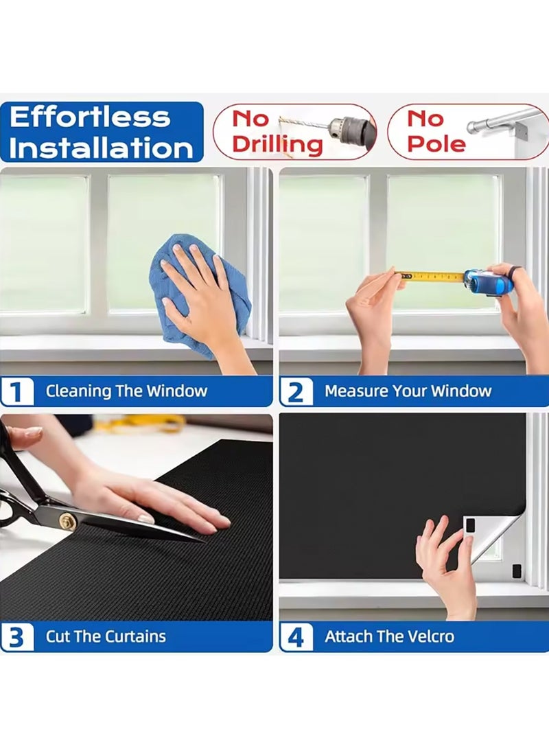 GoodTool Portable Full Blackout Curtains With Adhesive Velcro And Double-Sided Adhesive Can Be Cut To DIY Curtains - Image 4