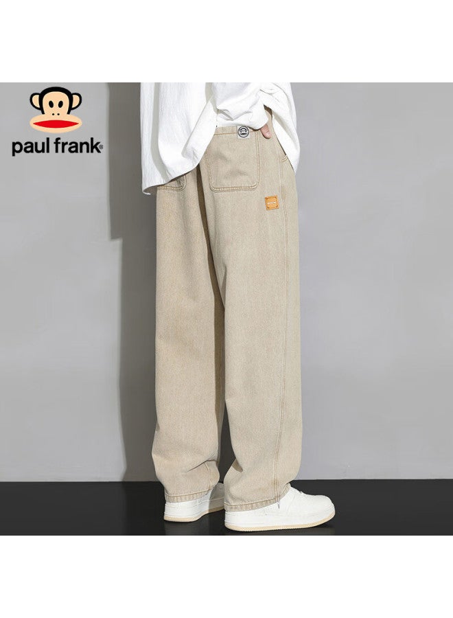 Paul Frank Paul Frank Men's Spring Casual Jeans Men's Loose Straight Wide Leg Pants Men's Khaki Xl  - Image 1