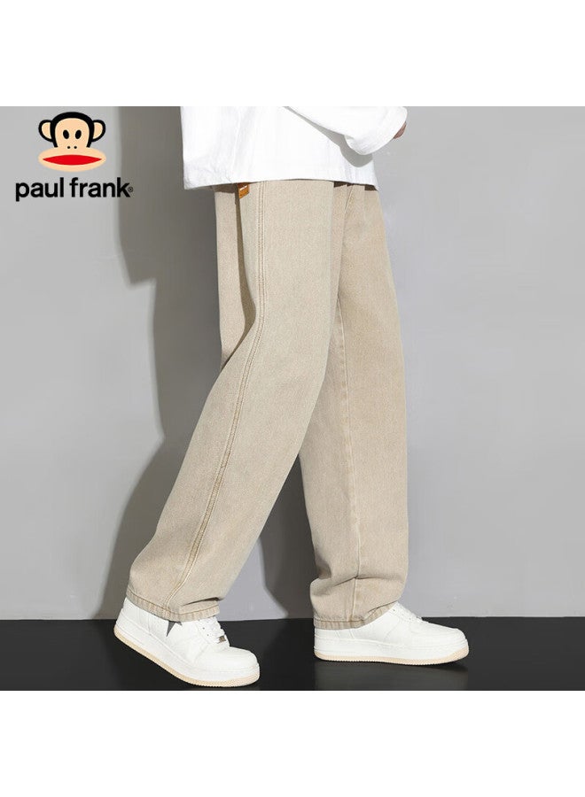 Paul Frank Paul Frank Men's Spring Casual Jeans Men's Loose Straight Wide Leg Pants Men's Khaki Xl  - Image 4