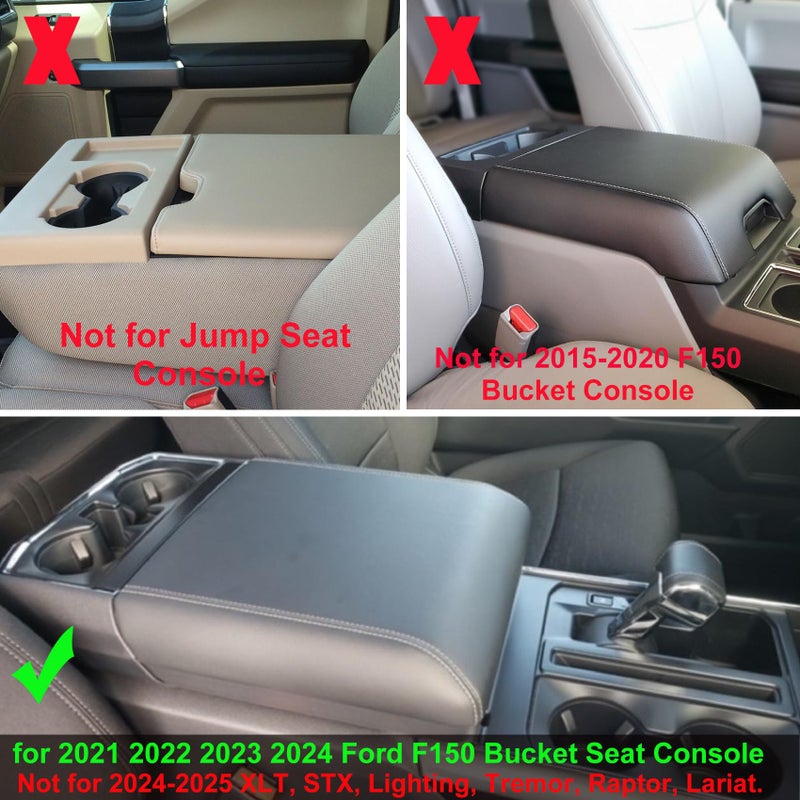 Zxiaochun Center Console Organizer Compatible with 2021 2022 2023 2024 Ford F150 Interior Accessories Armrest Box Insert Storage Tray Full Console wBucket Seats ONLY Black Trim - Image 4