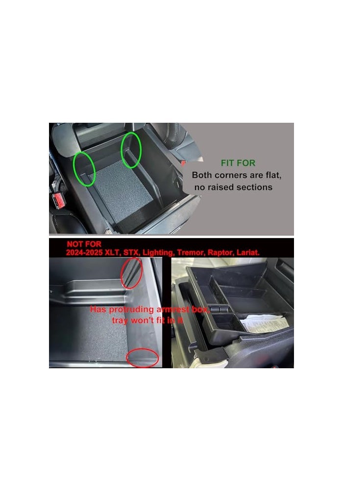 Zxiaochun Center Console Organizer Compatible with 2021 2022 2023 2024 Ford F150 Interior Accessories Armrest Box Insert Storage Tray Full Console wBucket Seats ONLY Black Trim - Image 5