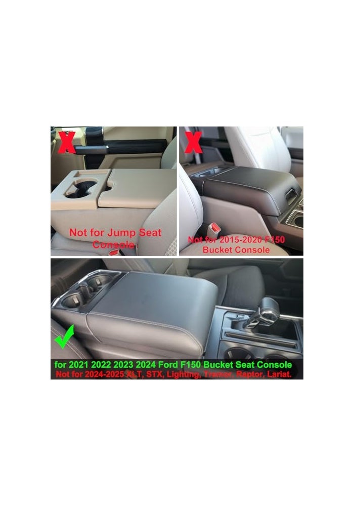 Zxiaochun Center Console Organizer Compatible with 2021 2022 2023 2024 Ford F150 Interior Accessories Armrest Box Insert Storage Tray Full Console wBucket Seats ONLY Black Trim - Image 3