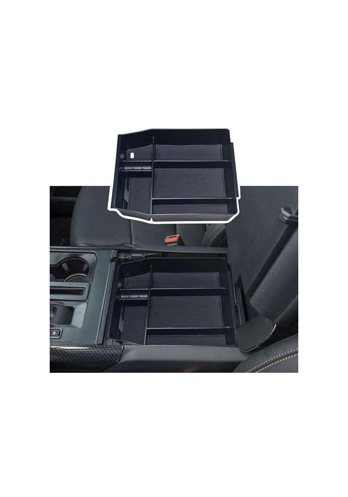 Zxiaochun Center Console Organizer Compatible with 2021 2022 2023 2024 Ford F150 Interior Accessories Armrest Box Insert Storage Tray Full Console wBucket Seats ONLY Black Trim - Image 1