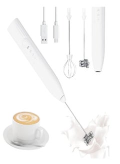 Generic Handheld Milk Frother, Rechargeable Electric Mixer For Coffee Drink, 3 Speed Adjustable Hand Held Mixer For Mini Whisk - White  - Image 1
