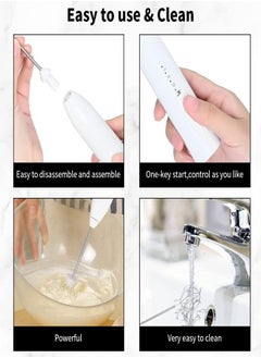 Generic Handheld Milk Frother, Rechargeable Electric Mixer For Coffee Drink, 3 Speed Adjustable Hand Held Mixer For Mini Whisk - White  - Image 2