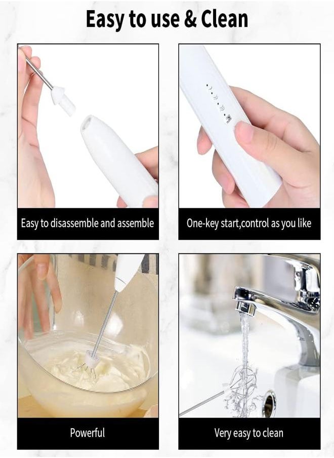 Generic - Handheld Milk Frother, Rechargeable Electric Mixer For Coffee Drink, 3 Speed Adjustable Hand Held Mixer For Mini Whisk - White - Image 1