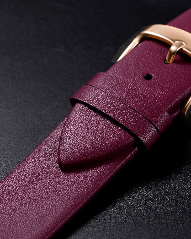 QUARKZMAN Leather Watch Strap Watch Leather Strap Watch Straps Flat Thin Elegant Leather Watch Strap Buckle for Smartwatch Men Women Men Women - Image 4