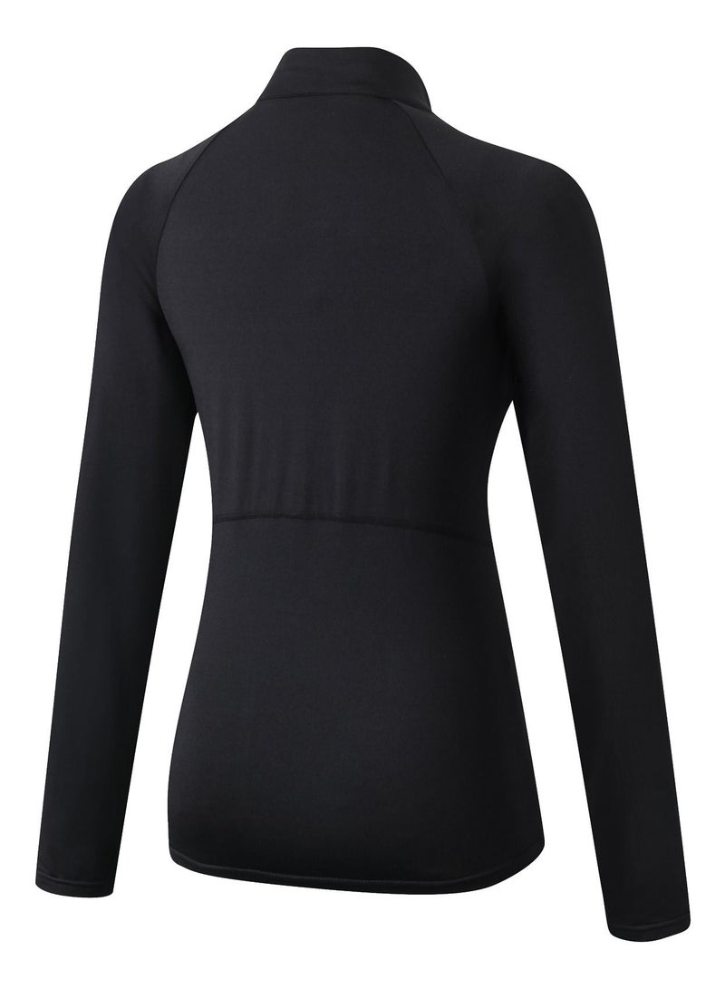Loquat Women Quick Dry Breathable Elastic Long Sleeve Shirt Black  - Image 2