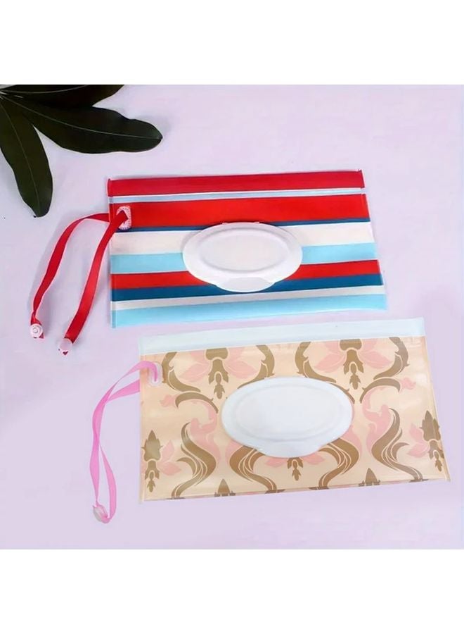 أكياس مناديل مبللة قابلة لإعادة الاستخدام محمولة باللونين الأحمر والأصفر عبوة من قطعتين حاويات موزع للمناديل للسفر - Image 1