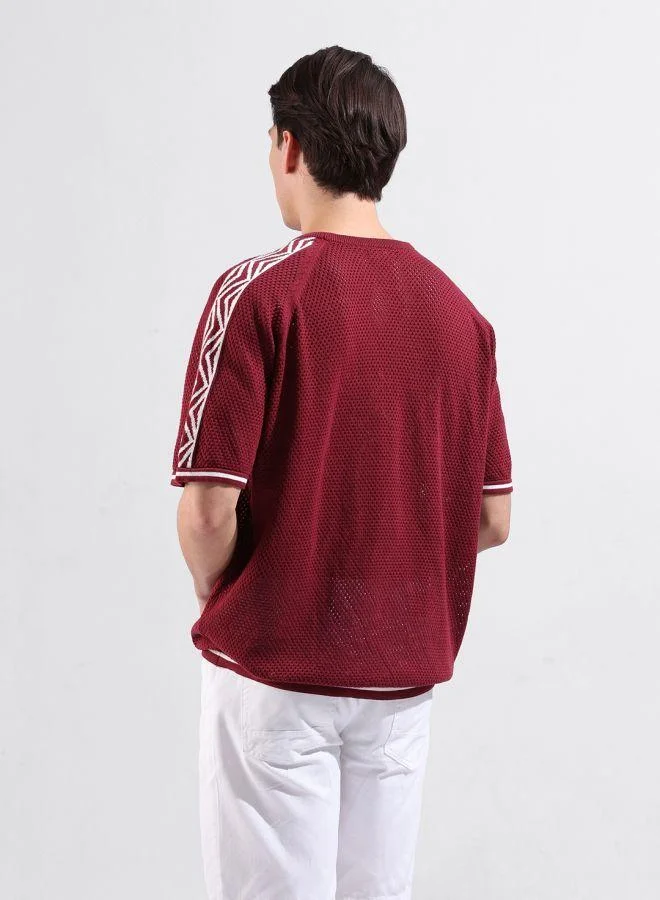 شركة المرآب الهندية تيشيرت رجالي بقصة واسعة ورقبة دائرية وأكمام نصفية سادة