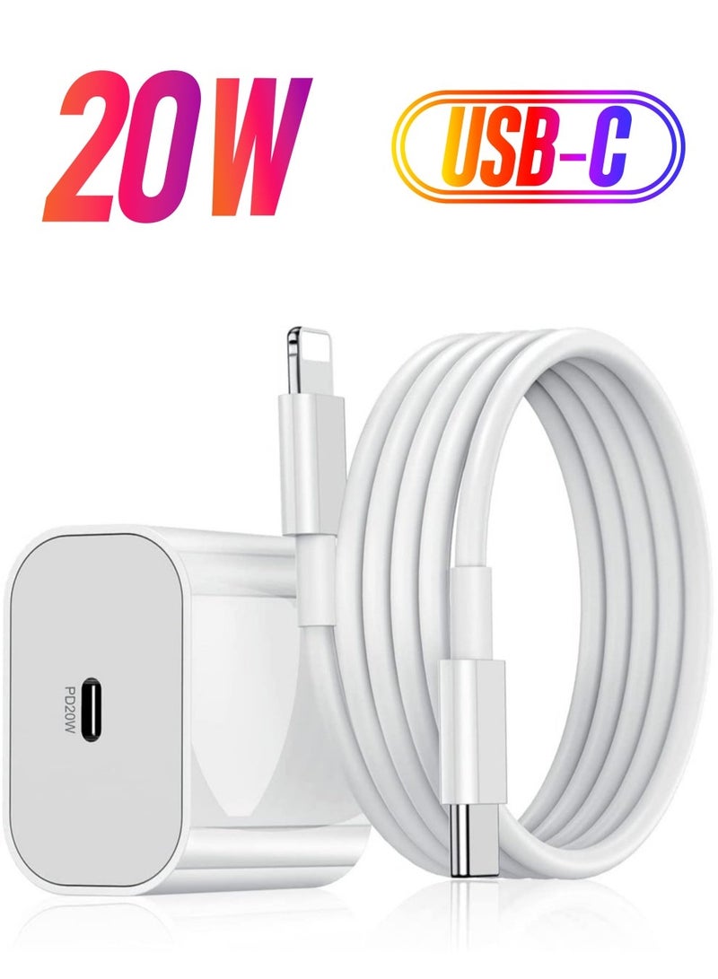 MUNTAQI 20W Type-C PD Super Fast Charger Wall Adapter [with 1M Type C to Lightening Cable] for Quick Charge 3.0 & Power Delivery 3.0 Compatible for iPhone 13/13 Mini/13 Pro Max/12/12 Pro Max, iPad Mini/Pro, - Image 1