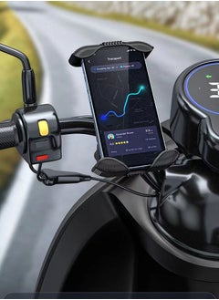 Bike Phone Holder, Motorcycle Phone Mount - Motorcycle Handlebar Cell Phone Clamp, Scooter Phone Clip for iPhone 15 Pro Max Plus, 14 Pro Max, S23 S24 Ultra, 4.7-6.8" Smartphone