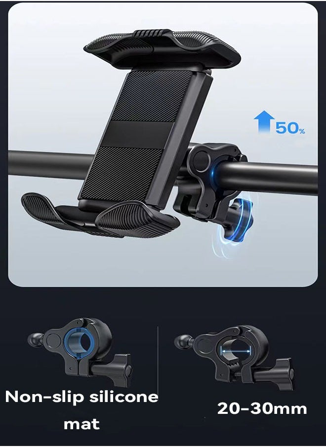 GUDOO - Bike Phone Holder, Motorcycle Phone Mount - Motorcycle Handlebar Cell Phone Clamp, Scooter Phone Clip for iPhone 15 Pro Max Plus, 14 Pro Max, S23 S24 Ultra, 4.7-6.8" Smartphone - Image 1