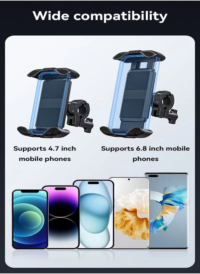 GUDOO - Bike Phone Holder, Motorcycle Phone Mount - Motorcycle Handlebar Cell Phone Clamp, Scooter Phone Clip for iPhone 15 Pro Max Plus, 14 Pro Max, S23 S24 Ultra, 4.7-6.8" Smartphone - Image 1