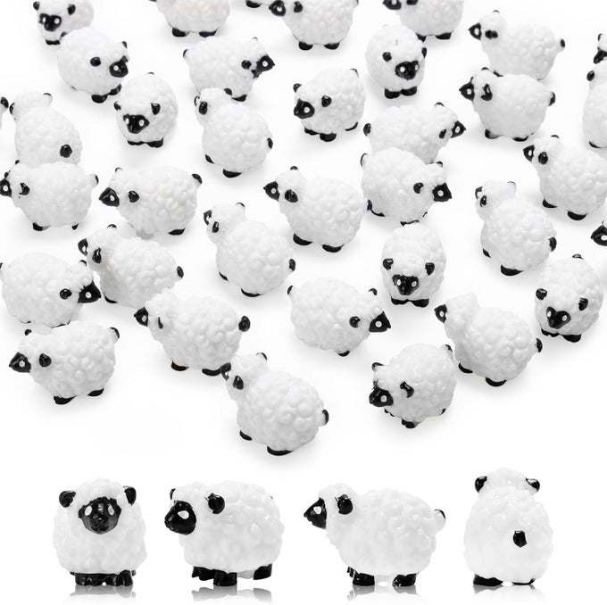20 Pcs Mini Sheep Figurines Miniature Sheep Tiny Sheep Mini Plastic Sheep Mini Resin Figurine for Fairy Garden Micro Landscape Decor Cake Topper