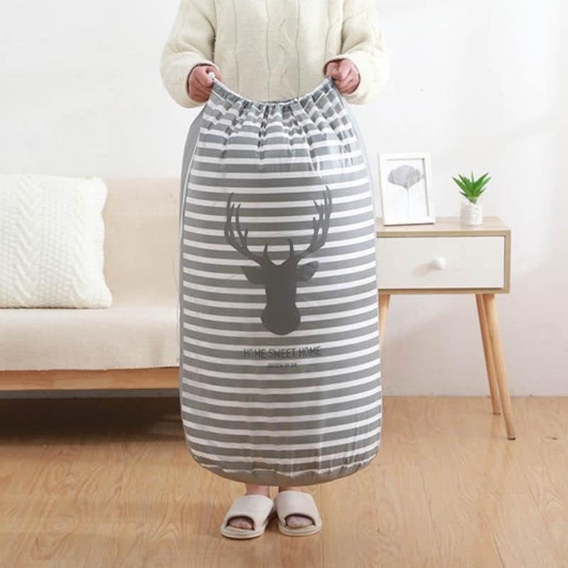 Cozron Printed Round Drawstring Clothes Quilt Blanket Organizer Bag Large Foldable Bag Home Organizers Accessories Foldable round drawstring storage bag 1pc Random Printed Round Drawstring Bag - Image 3