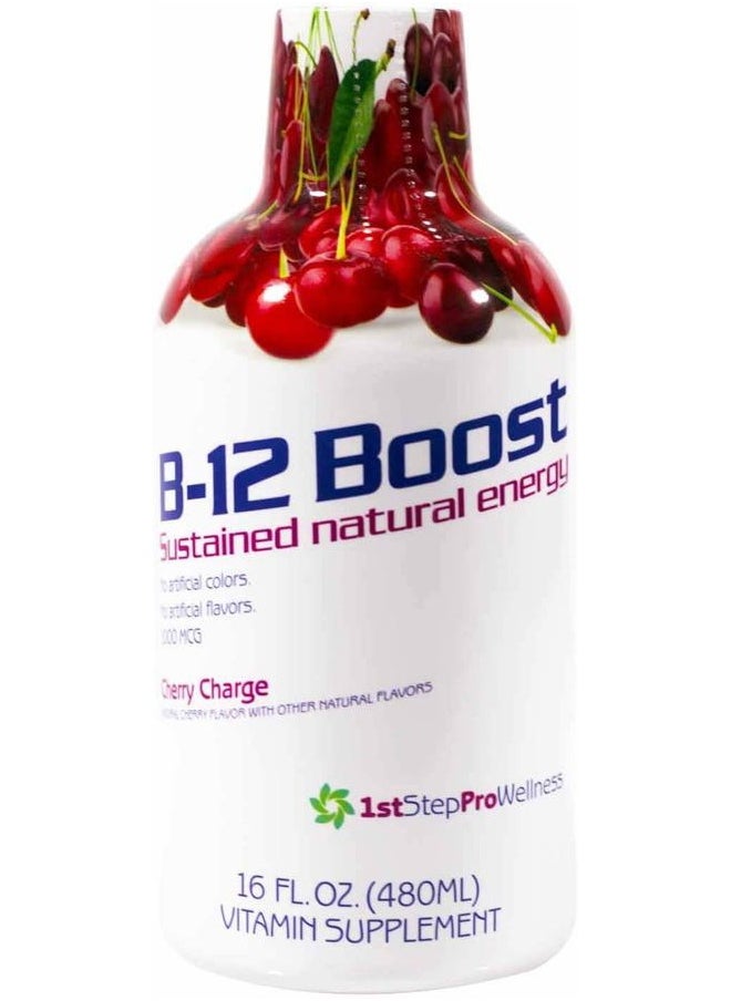 1st Step for Energy High Performance Fitness INC. 1st Step Liquid B-12, Cherry Charge, 16-fluid ounces  - Image 1
