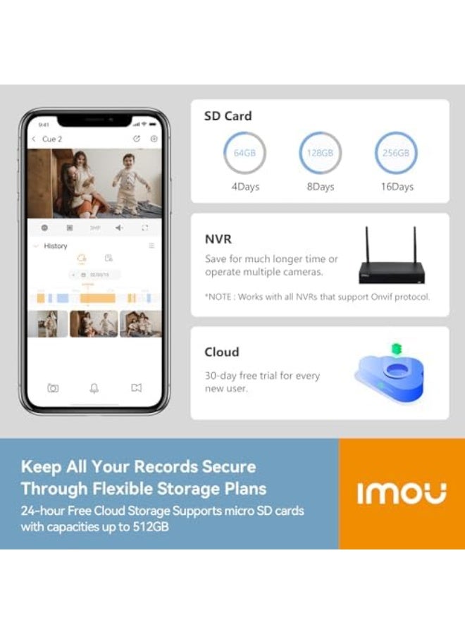 ايمو كاميرا Cue2 بدقة 3 ميجابكسل – كاميرا مراقبة داخلية بدقة 2K UHD عبر الواي فاي، رؤية ليلية، اتصال صوتي ثنائي الاتجاه، كشف الحركة الذكي، مثالية لمراقبة الأطفال والحيوانات الأليفة، متوافقة مع Alexa - Image 4