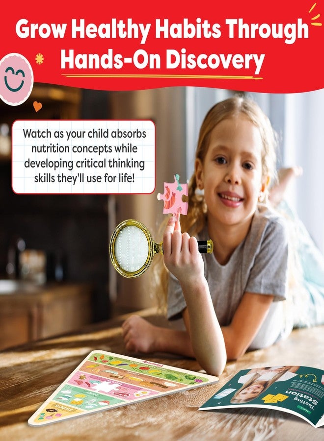 Baketivity Nutrition Explorer Kit - STEM Learning for Kids with Detective Costume, Food Chart Puzzle, Portion Plate, Stickers & Recipe Book - Image 3