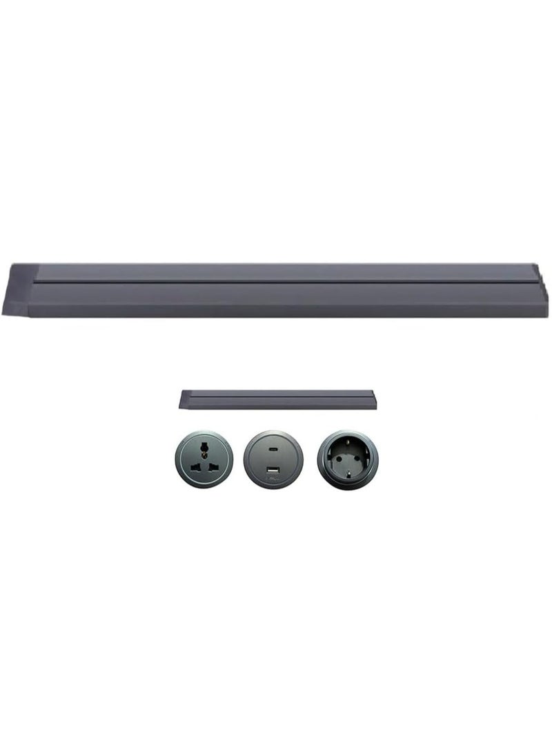 Magnetic Metal Power Strip, Grey, Universal Socket Design - 80 CM - Image 1