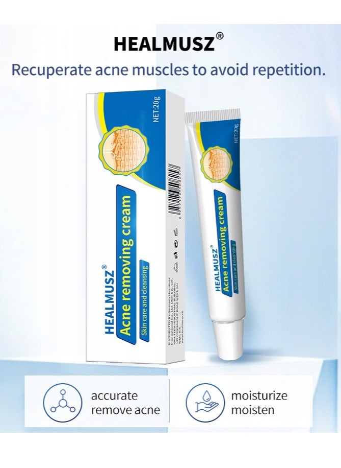 HEALMUSZ - Acne Removing Cream Acne Treatment Cream Skin Care and Cleansing Clear Face and Body Acne Blemish Cream for Acne and Blackheads Pimple Treatment Cream Natural Moisturizing Cream 20g - Image 1