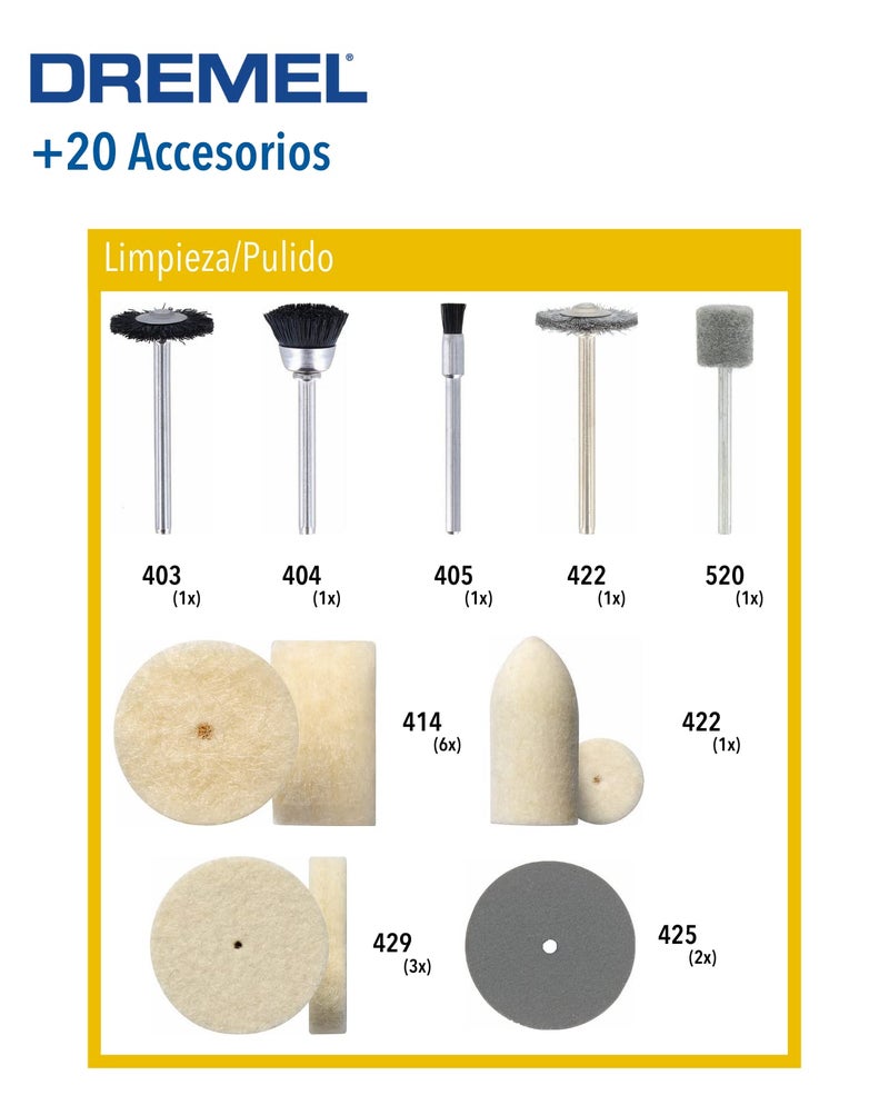Dremel 684 Polishing Kit - Box with 20 Cleaning and Polishing Accessories and Polishing Paste for Multifunctional Rotary Tools - Image 2