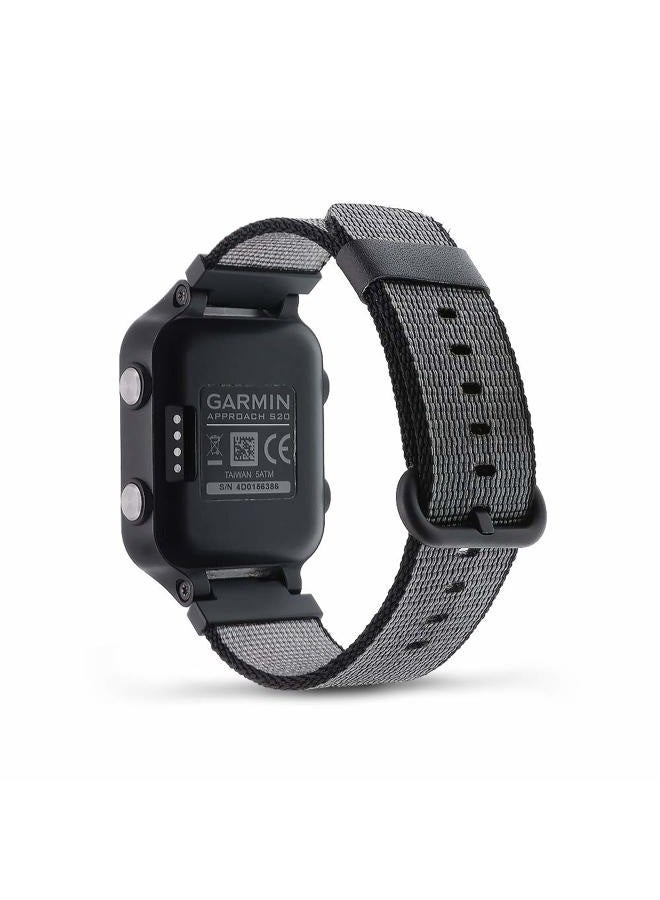 C2D JOY (Medium, Dark Black) - DuiGong Woven Nylon Strap Compatible for Garmin Approach S20/S5/S6 Replacement Band with Buckle - Image 1