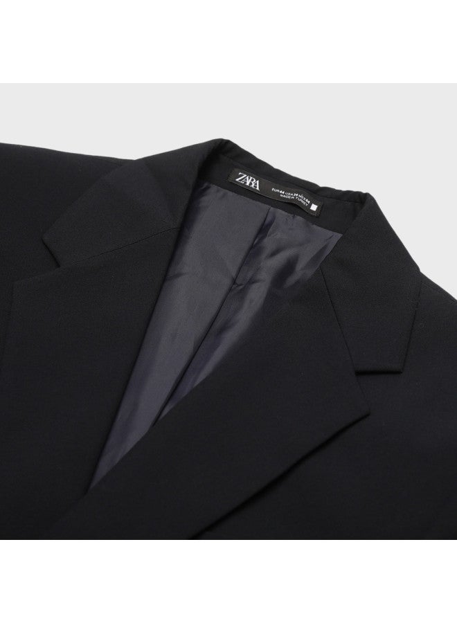Zara Men's Solid Color Minimalist Tailored Stylish Commute Structured Classic Shoulder Pad Suit - Image 4