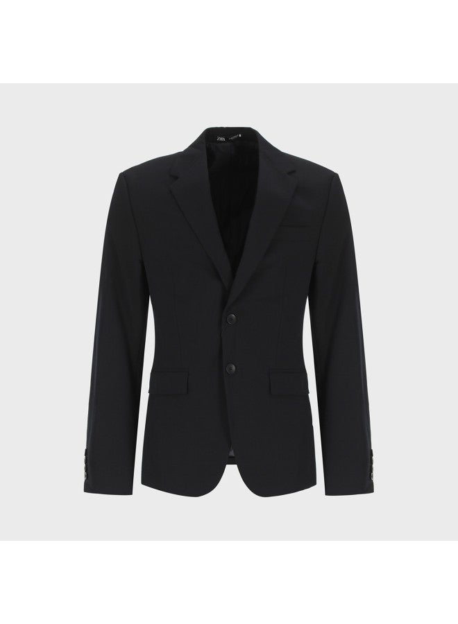 Zara Men's Solid Color Minimalist Tailored Stylish Commute Structured Classic Shoulder Pad Suit - Image 2