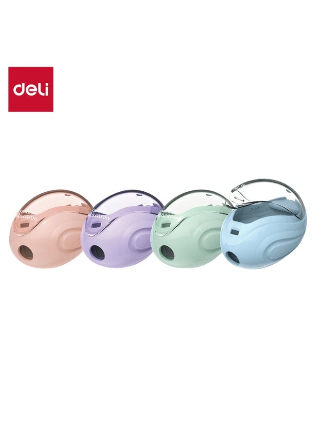 Deli E0525 1-Hole Pencil Sharpener with Canister, 1 Piece, Random Color, Ergonomic Grip, Durable Steel Edge - Image 1