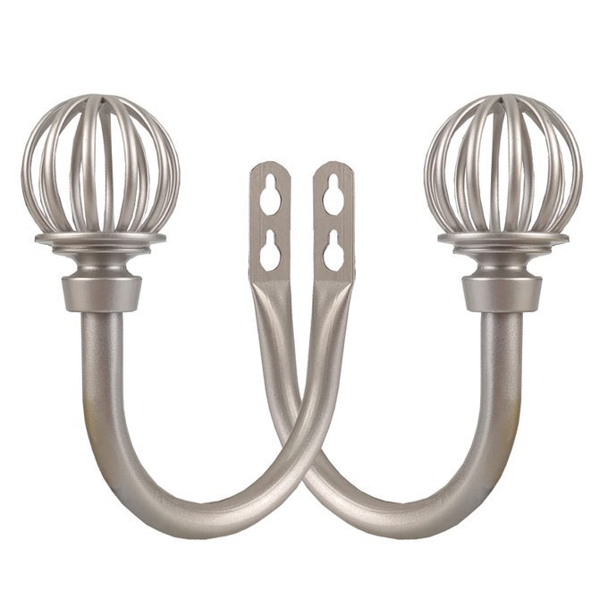 2PCS CURTAIN HOLDBACKS CURTAIN HOOKS FOR DRAPES WITH SCREWS WALL MOUNTED DECORATIVE DRAPERY HOLDBACKS FOR BEDROOM LIVINGROOM OFFICE SATIN NICKEL CURTAIN TIEBACKS