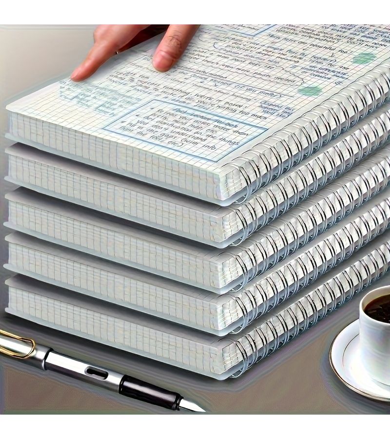 1 دفتر ملاحظات و6 أقلام مجموعة، دفتر ملاحظات مقاس A5 شبكي بـ160 صفحة (80 ورقة) لمستلزمات المكاتب والتدوين والرسم التخطيطي والطلاء والكتابة. - Image 3