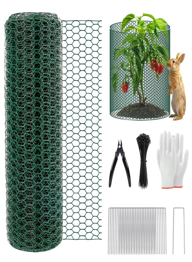 RGJ 39.4Ft x 16In Plant Protectors from Animals, Plant Cages for Outdoor Plants, Free-Cut Metal Mesh Plant Covers Guards Fence Chicken Wire Cloche with Ground Stakes & Ties to Keeping Bunny Animals Out - Image 1