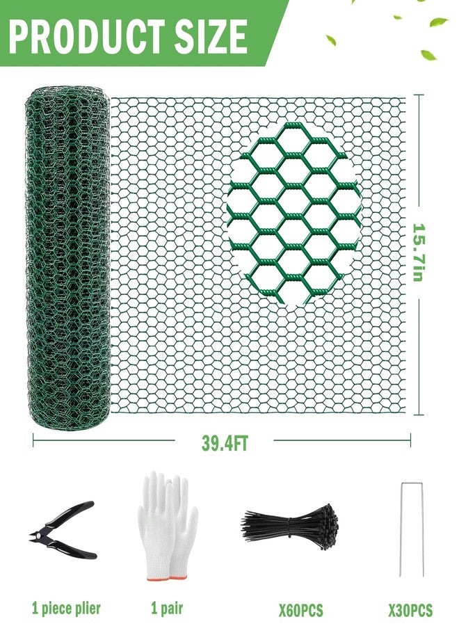 RGJ 39.4Ft x 16In Plant Protectors from Animals, Plant Cages for Outdoor Plants, Free-Cut Metal Mesh Plant Covers Guards Fence Chicken Wire Cloche with Ground Stakes & Ties to Keeping Bunny Animals Out - Image 2