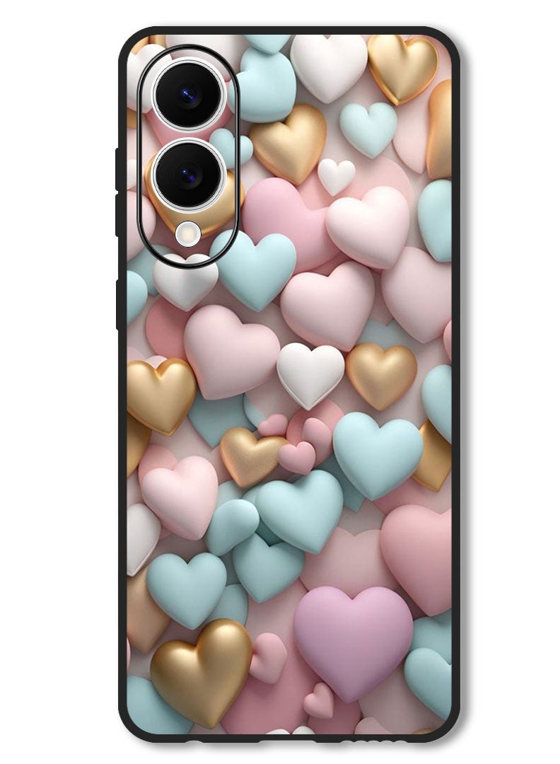 Theodor Case Compatible with Samsung Galaxy S25 Edge 6.7 Inch Protection Shockproof Bumper Cover Colourful Hearts - Image 1
